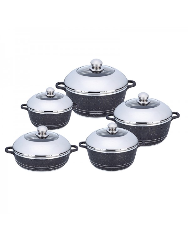 10 Pcs Pressure Casting Aluminium Non-Sticky Cookware Set Cooking Pot Set RL-AL003