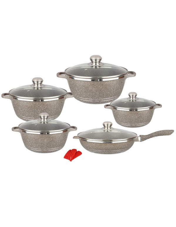 12 Pcs Pressure Casting Aluminium Non-Sticky Cookware Set Cooking Pot Set RL-AL021