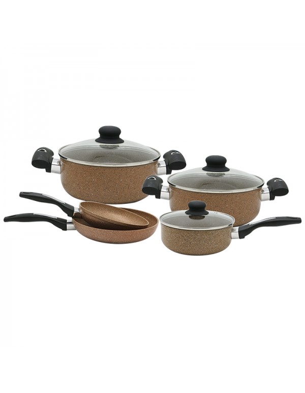 8 Pcs Pressure Casting Aluminium Non-Sticky Cookware Set Cooking Pot Set RL-AL023
