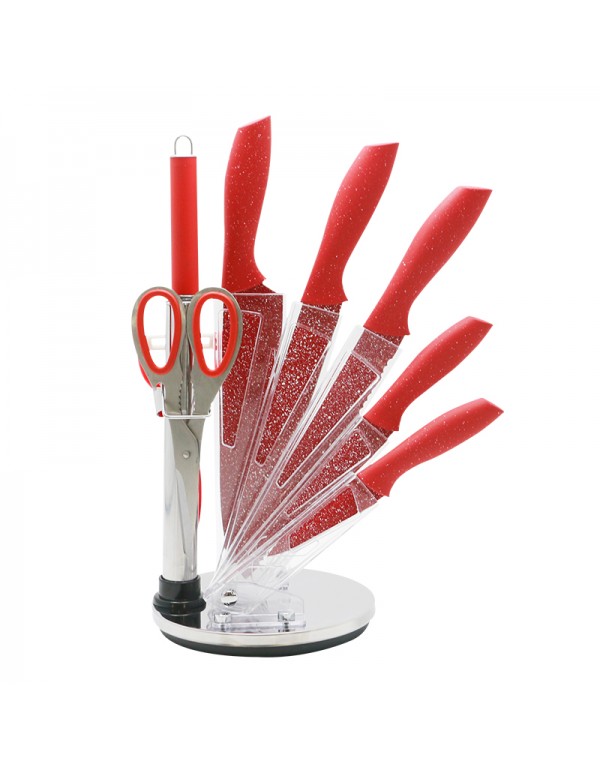 Non-Sticky Coating Stainless Steel Kitchen Home Knife Set With Stand RL-KF010
