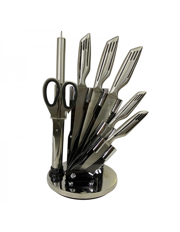 Stainless Steel Home Kitchen Tool Hollow Handle Knife Set With Stand RL-KF022